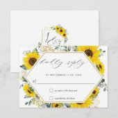 Chic Sunflower Blues Wedding RSVP Card Karte (Vorne/Hinten)
