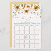Chic Sunflower Bridal Bingo Game Card (Vorne/Hinten)
