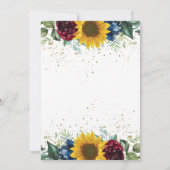 Chic Sunflower Burgundy Navy Blue Floral Dankeskarte (Rückseite)