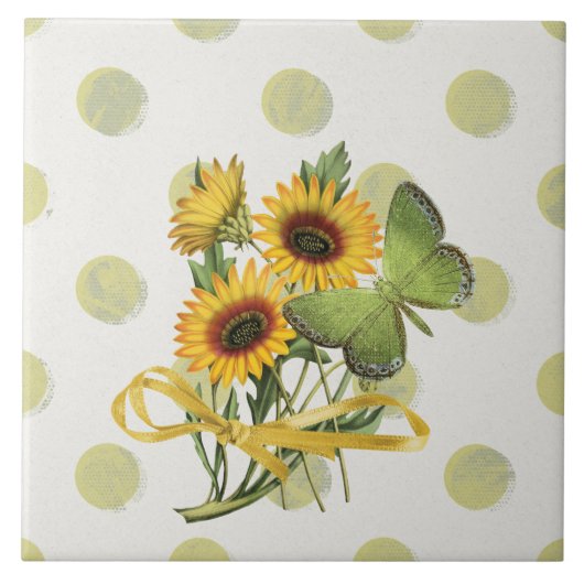 Chic Sunflower Country Design Fliese (Vorderseite)