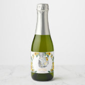 Chic Sunflower Elephant Baby Dusche 1. Geburtstag Schaumweinetikett (Vorderseite)