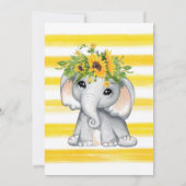 Chic Sunflower Elephant Girl Baby Dusche Einladung (Rückseite)