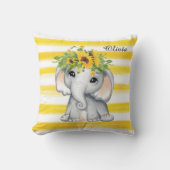 Chic SunFlower Elephant Stripes Custom Kissen (Vorderseite)