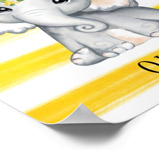 Chic Sunflower Elephant Stripes Custom Poster (Ecke)