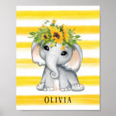 Chic Sunflower Elephant Stripes Custom Poster (Vorne)