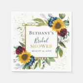 Chic Sunflower Glitzer Brautparty Serviette (Vorderseite)