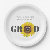 Chic Sunflower Graduation Party Pappteller (Vorderseite)