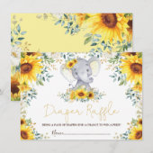 Chic Sunflower Jungle Elephant Baby Diaper Raffle Begleitkarte (Vorne/Hinten)