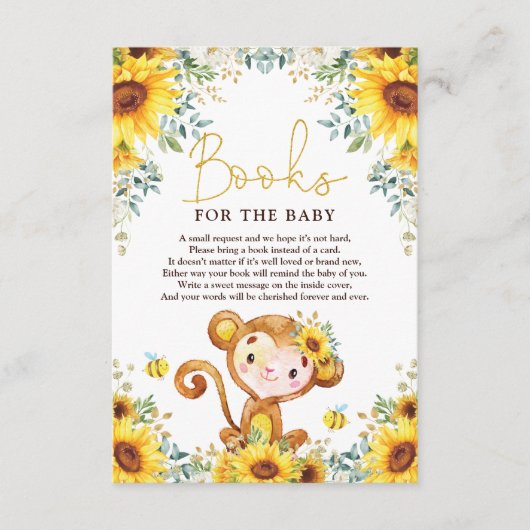 Chic Sunflower Monkey Baby Shooting Books for Baby Begleitkarte (Vorderseite)