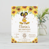 Chic Sunflower Niedlich American Girl Birthday Einladung (Stehend Vorderseite)