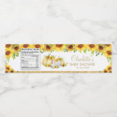 Chic Sunflower Pumpkin Elephant Baby Dusche Gefall Wasserflaschenetikett (Einzelnes Label)