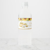 Chic Sunflower Pumpkin Elephant Baby Dusche Gefall Wasserflaschenetikett (Vorderseite)