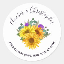 Chic Sunflower Rose Wedding Address Umschlag Aufkl