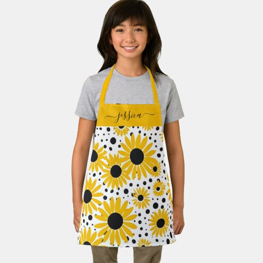 Chic sunflower script name schürze (Insitu)