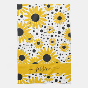 Chic sunflower script name Schürze Geschirrtuch