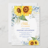 Chic Sunflower Wall Brick Blumenüberraschung Gebur Einladung (Vorderseite)