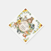 Chic Sunflower Woodland Animals Baby Girl Geburtst Serviette (Ecke)