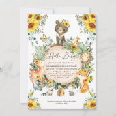 Chic Sunflower Woodland Forest Animals Baby Dusche Einladung (Vorderseite)