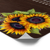 Chic Sunflowers Holz Wedding Seating Chart Poster (Ecke)