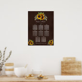 Chic Sunflowers Holz Wedding Seating Chart Poster (Küche)