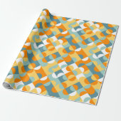 Chic Sunny Orange Aquamarin Blue Circles Art Patte Geschenkpapier (Ungerollt)