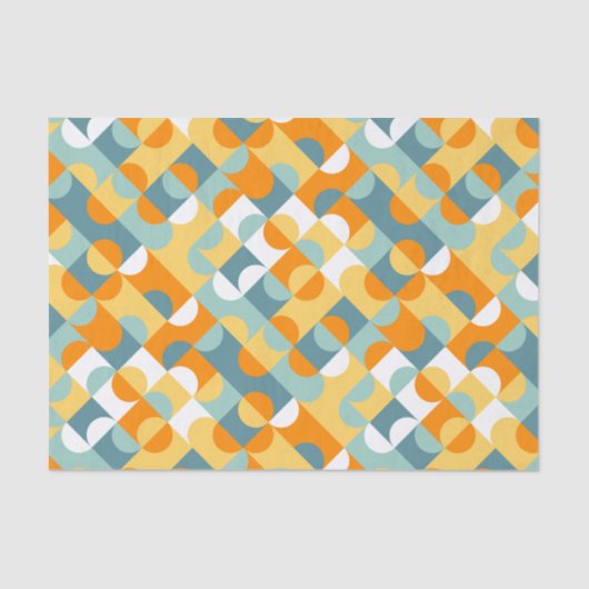Chic Sunny Orange Aquamarin Blue Circles Art Patte Seidenpapier (Vorderseite)