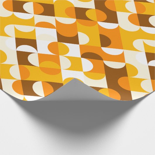 Chic Sunny Yellow Orange Brown Circles Art Pattern Geschenkpapier (Ecke)