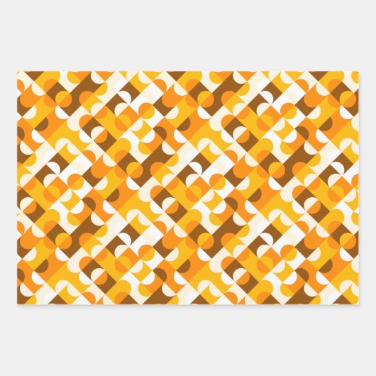 Chic Sunny Yellow Orange Brown Circles Art Pattern Geschenkpapier Set (Vorderseite 3)