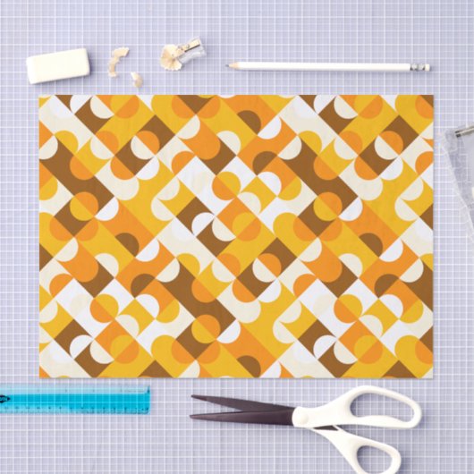Chic Sunny Yellow Orange Brown Circles Art Pattern Seidenpapier (Handwerk)