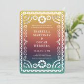 Chic Sunset Gradient Papel Picado Inspiriert Hochz Einladung (Stehend Vorderseite)