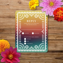 Chic Sunset Gradient Papel Picado Wedding Antwort