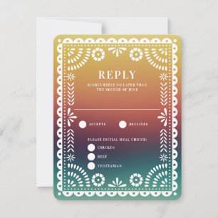 Chic Sunset Gradient Papel Picado Wedding Antwort