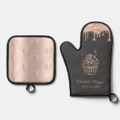 Chic Süßigkeiten Cupcake Rose Gold Tropfen Bäckere Ofenhandschuh & Topflappen-Set (Vorderseite)