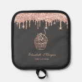 Chic Süßigkeiten Cupcake Rose Gold Tropfen Bäckere Topflappen (Vorderseite)