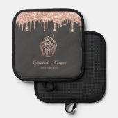 Chic Süßigkeiten Cupcake Rose Gold Tropfen Bäckere Topflappen (Vorderseite/Rückseite)