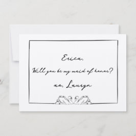 Chic Swan Ästhetische Trauzeugin Vorschlagskarte Dankeskarte