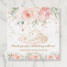 Chic Swan Blush Pink Bloral Baby Dusche Geburtstag Geschenkanhänger