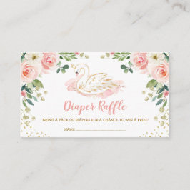 Chic Swan Princess Blush Gold Floral Diaper Raffel Begleitkarte