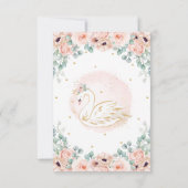 Chic Swan Princess Blush Pink Floral Baby Dusche Dankeskarte (Rückseite)