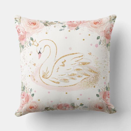 Chic Swan Princess Blush Pink Kinderzimmer Kissen (Rückseite)