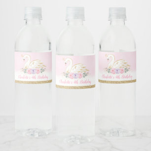 Chic Swan Princess Girls Geburtstagsparty Favorite Wasserflaschenetikett