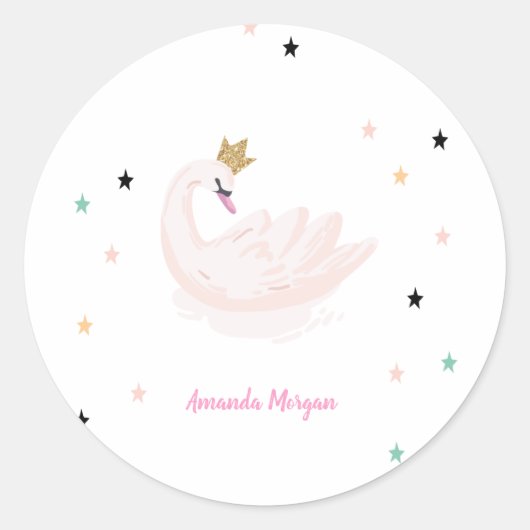 Chic Swan, Stars, Prinzessin Runder Aufkleber (Vorderseite)