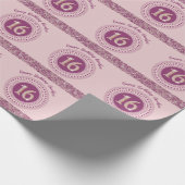 Chic Sweet 16 Birthday Rose Gold Glitzer & Streife Geschenkpapier (Ecke)