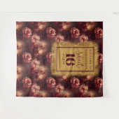 Chic Sweet 16 Blush Burgundy Gold Party Banner Wandteppich (Vorderseite (Horizontal))