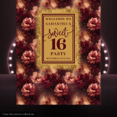 Chic Sweet 16 Blush Burgundy Gold Party Banner Wandteppich