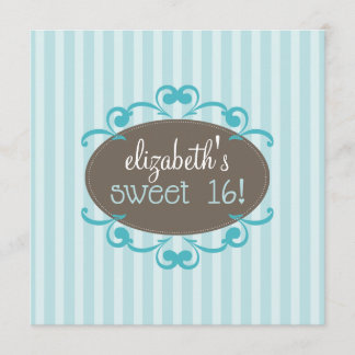 Chic Sweet 16 Geburtstagsparty Einladung (Aqua)