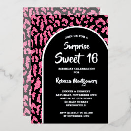Chic Sweet 16 Leopard Print Birthday Gold Folieneinladung