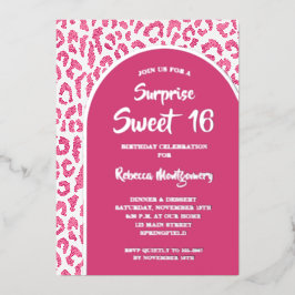 Chic Sweet 16 Leopard Print Birthday Silver Folieneinladung