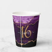 Chic Sweet 16 Lila Gold Agate Party Pappbecher (Rückseite)