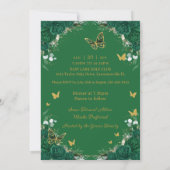 Chic Sweet 16 Masquerade Emerald Green Floral Gold Einladung (Rückseite)